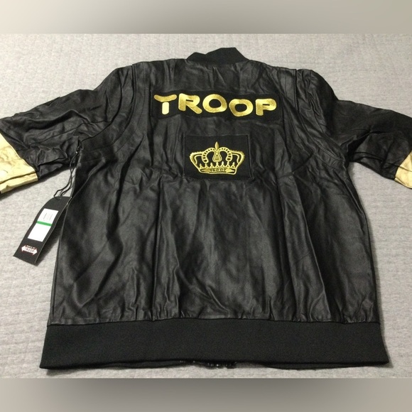 World of Troop Men’s Black Gold Lightweight Moto Jacket - Picture 5 of 14